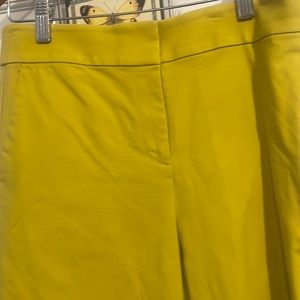 Cropped cotton slacks in vivid mustard